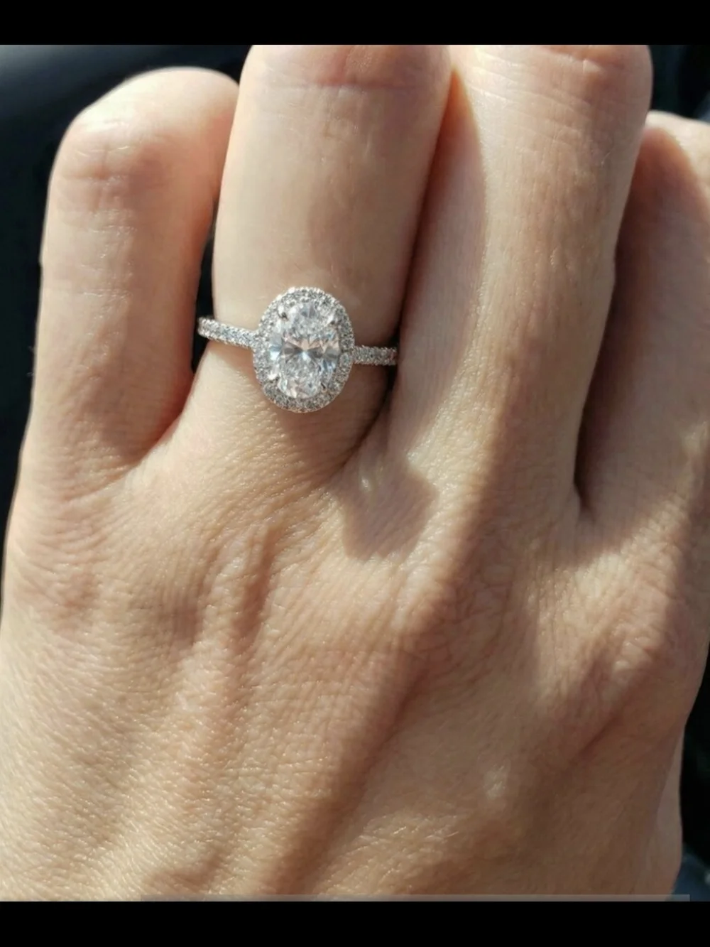 VVS1 1.5 CT* Halo Pave Oval-cut Moissanite Ring Size 8 US*
